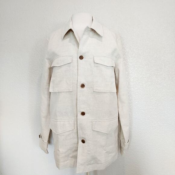 NEW Banana Republic Cream Linen Blazer Jacket Size M - Picture 1 of 15